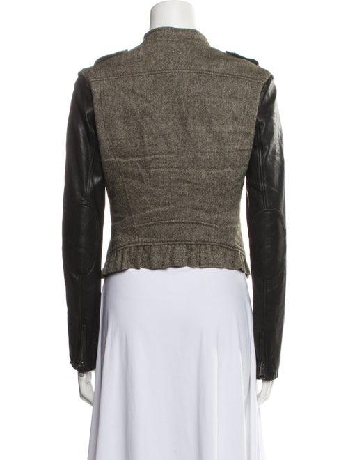 Burberry Linen Tweed Pattern Biker Jacket