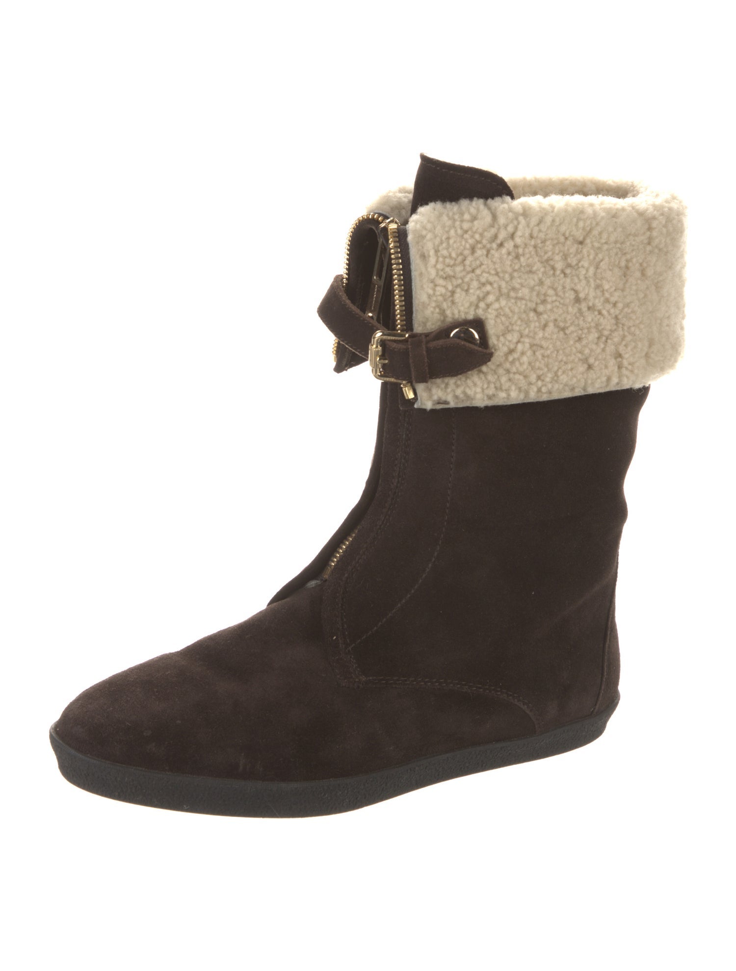 Burberry Suede Colorblock Pattern Lace-Up Boots