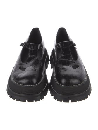 Burberry Aldwych Embossed Leather Mary Jane Flats