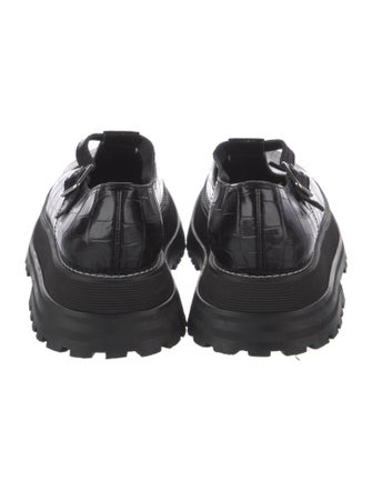 Burberry Aldwych Embossed Leather Mary Jane Flats