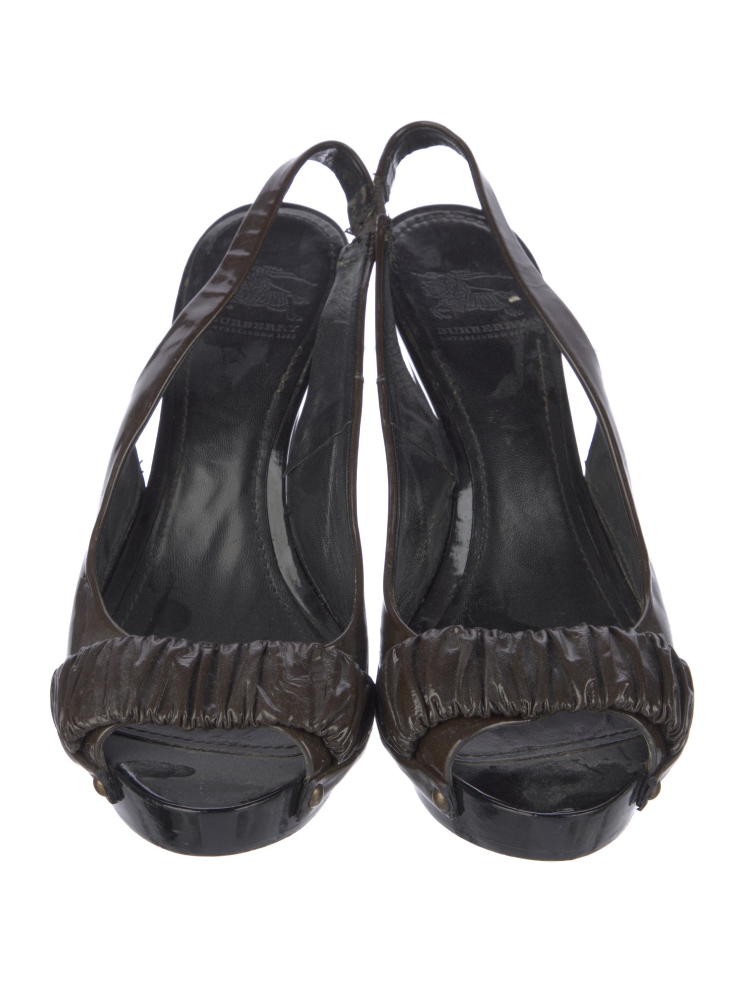 Burberry Patent Leather Slingback Sandals