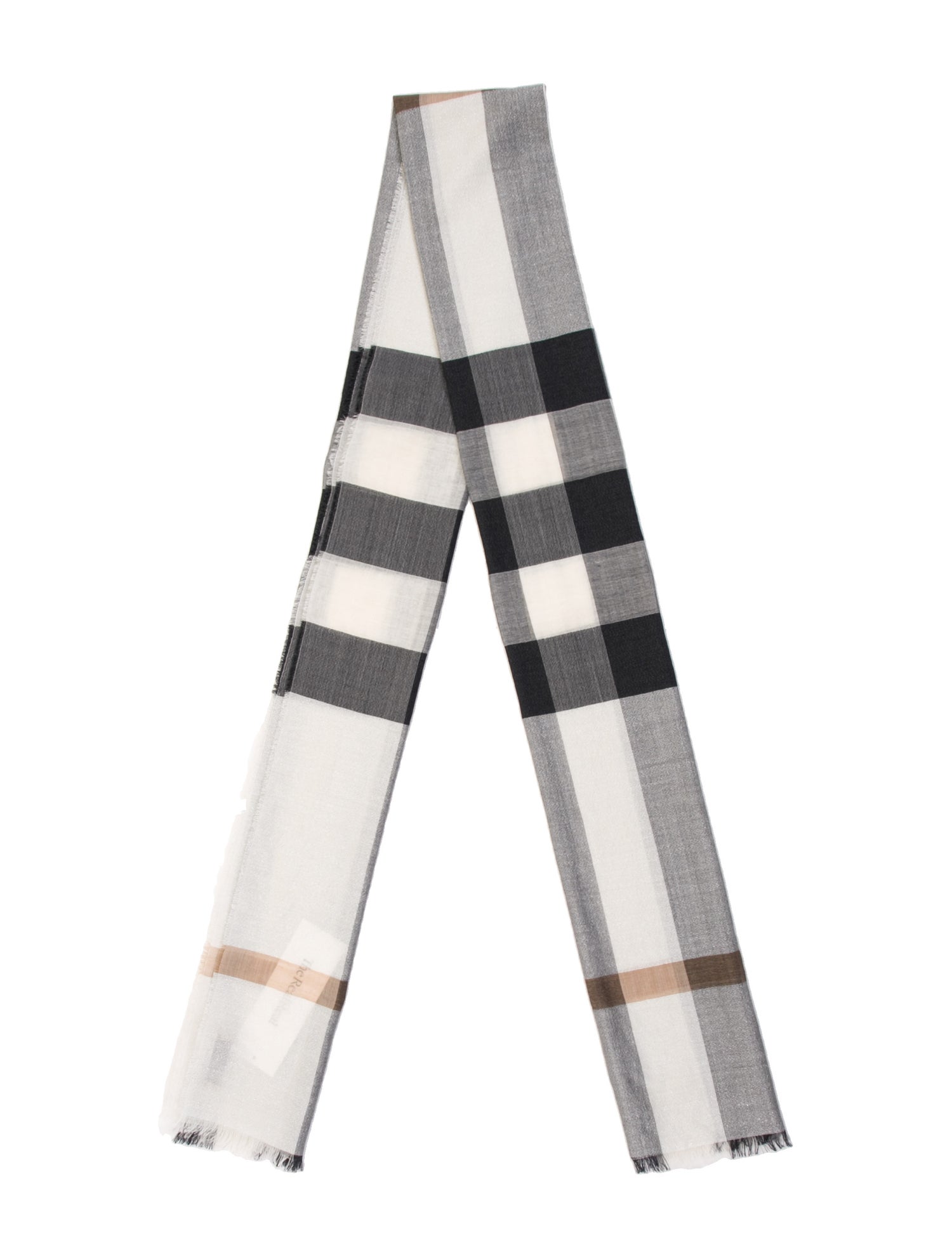 Burberry Exploded Check Pattern Scarf - Neutrals Scarves and Shawls ...
