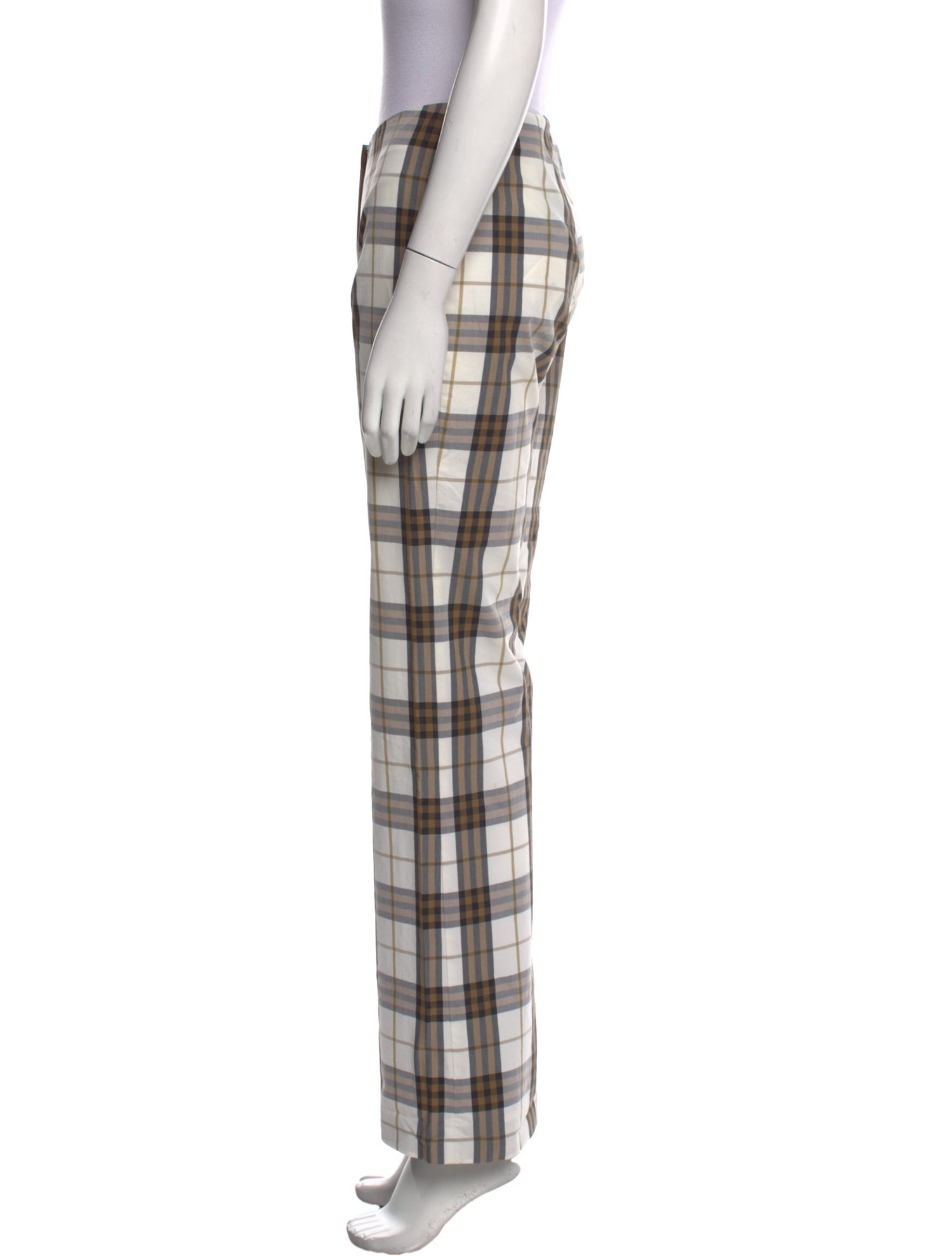 Burberry London Plaid Print Wide Leg Pants