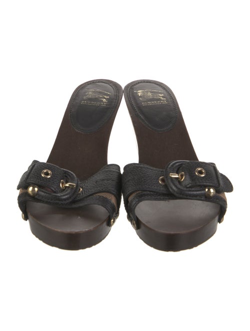 Burberry House Check Pattern Leather Slides