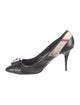 Burberry House Check Pattern Leather Trim Embellishment Pumps