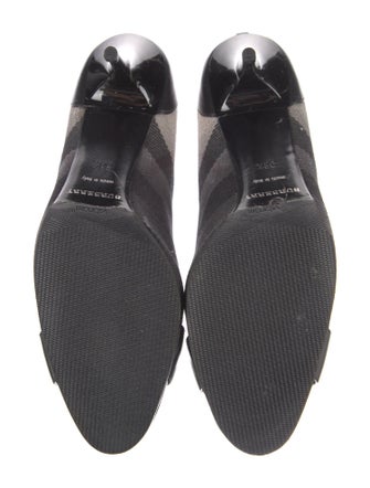 Burberry House Check Pattern Leather Trim Embellishment Pumps