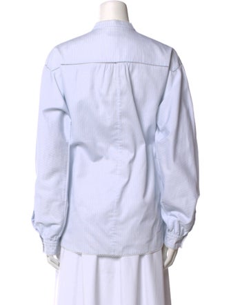 Burberry Mock Neck Long Sleeve Button-Up Top