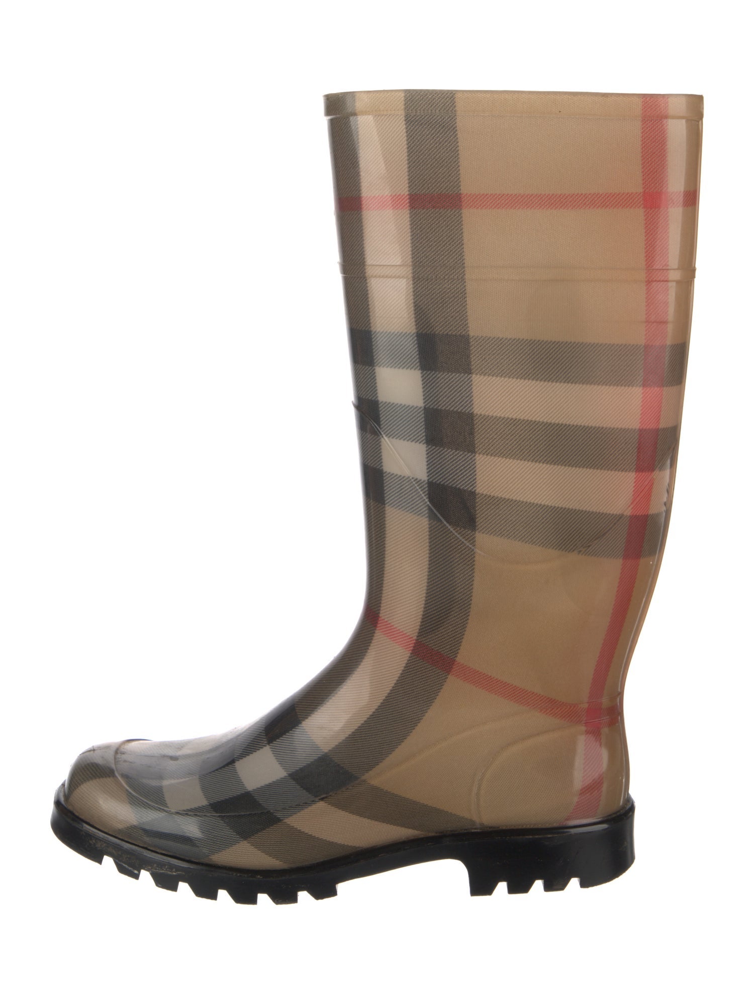 Burberry Rubber Plaid Print Rain Boots