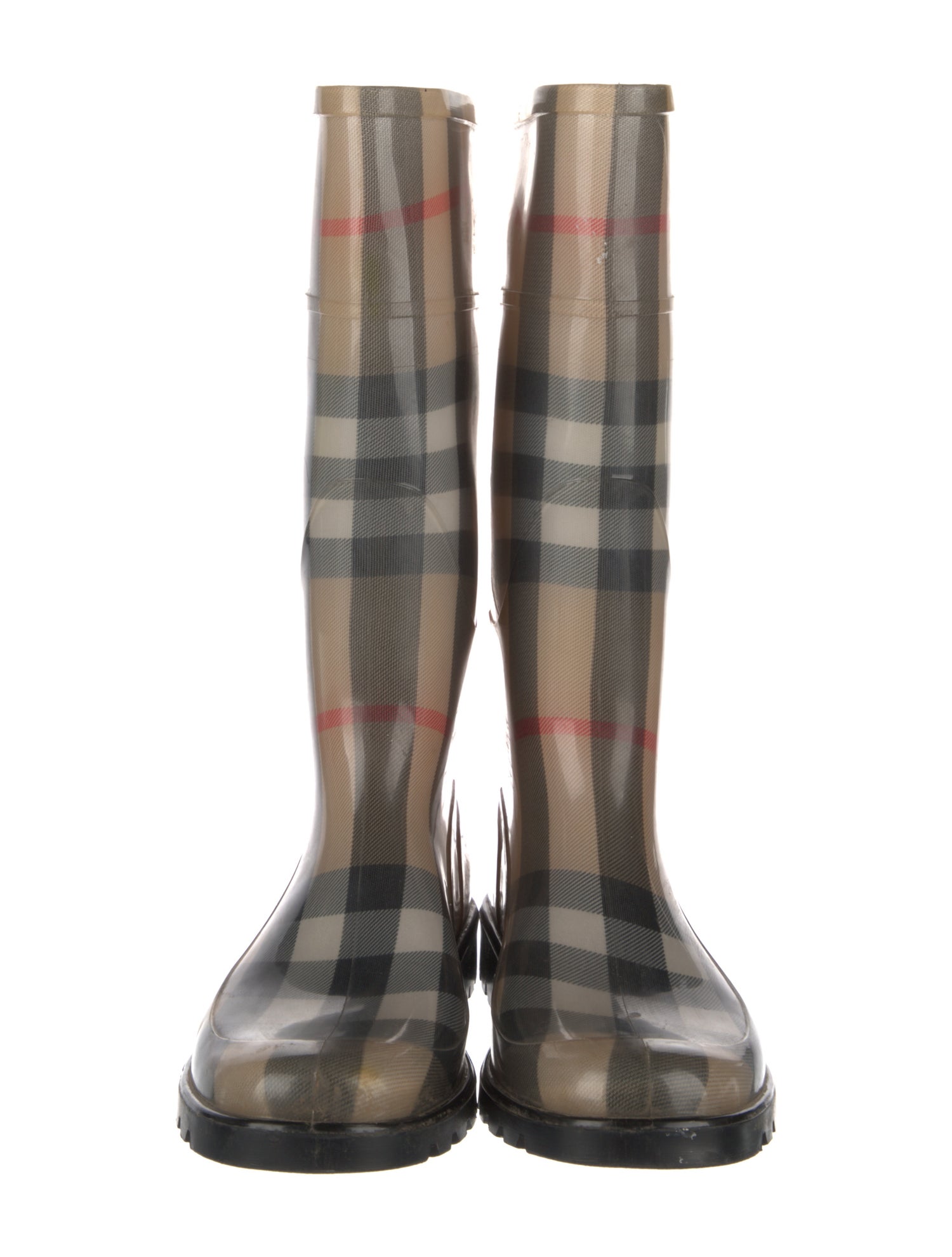 Burberry Rubber Plaid Print Rain Boots