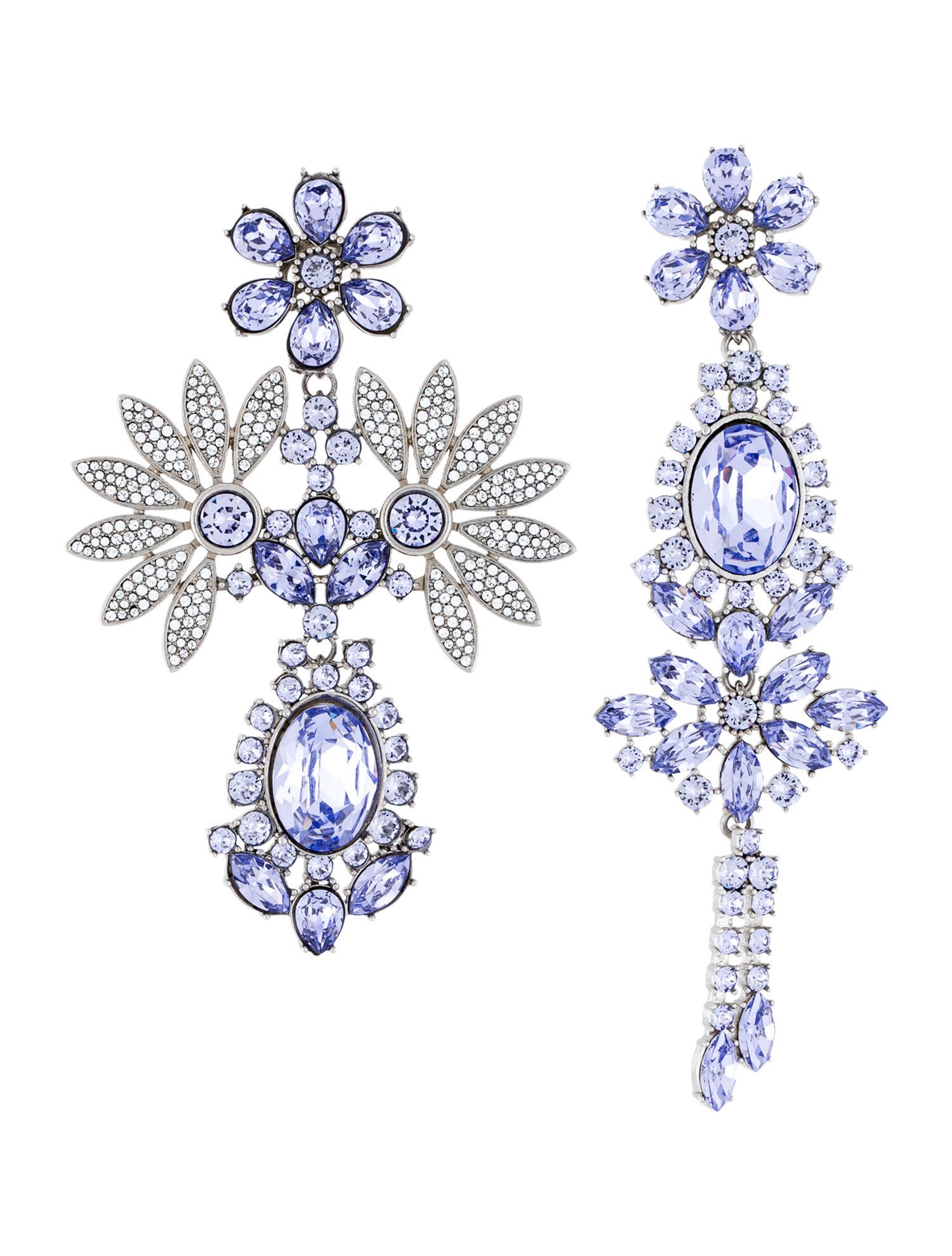 Burberry Crystal Mismatched Drop Clip-On Earrings