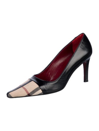 Burberry House Check Pattern Leather Pumps