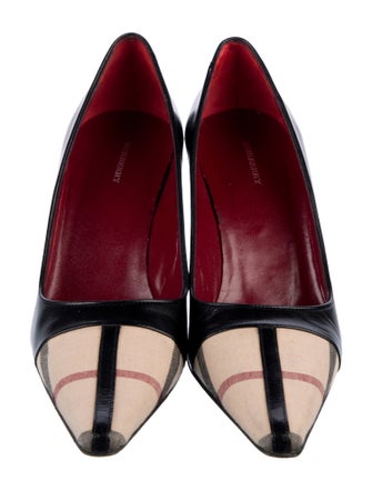 Burberry House Check Pattern Leather Pumps