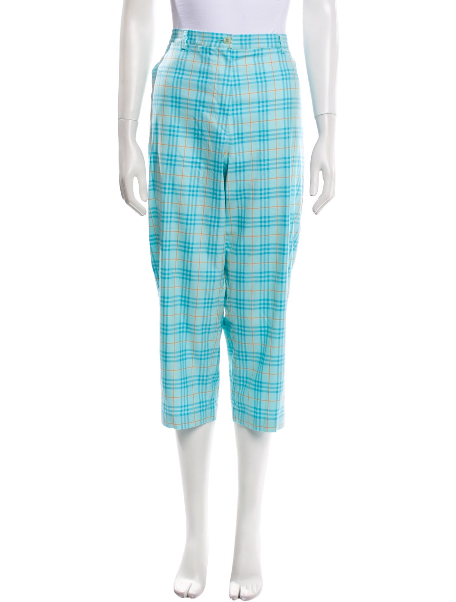 Burberry Plaid Print Wide Leg Pants