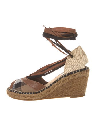 Burberry Canvas Plaid Print Slingback Pumps