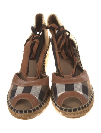 Burberry Canvas Plaid Print Slingback Pumps