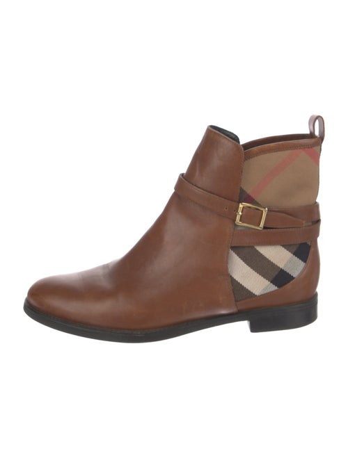 Burberry House Check Pattern Leather Chelsea Boots