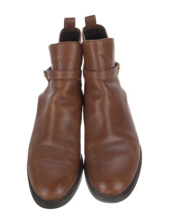 Burberry House Check Pattern Leather Chelsea Boots