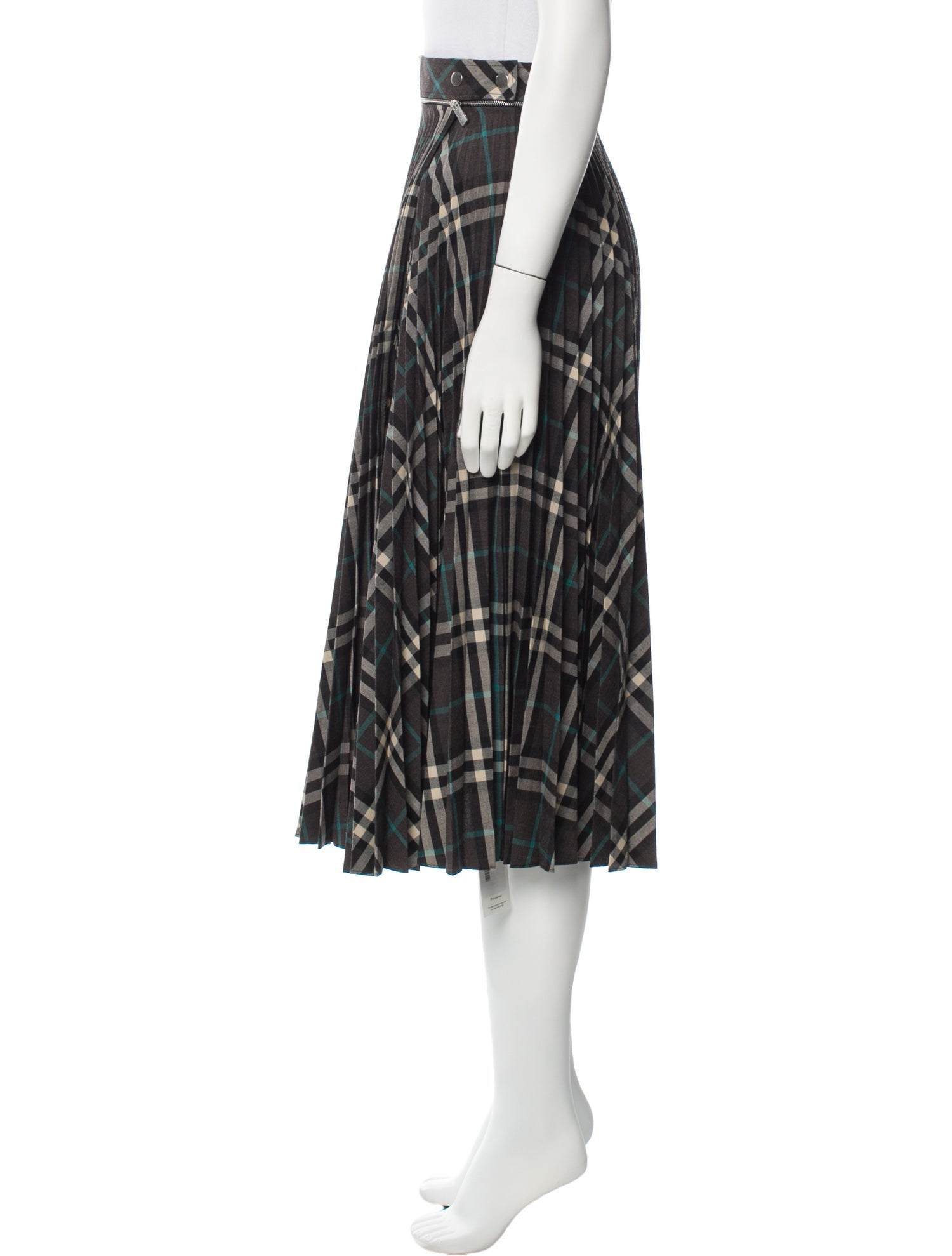 Burberry Plaid Print Midi Length Skirt