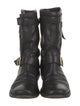 Burberry Nova Check Pattern Leather Moto Boots