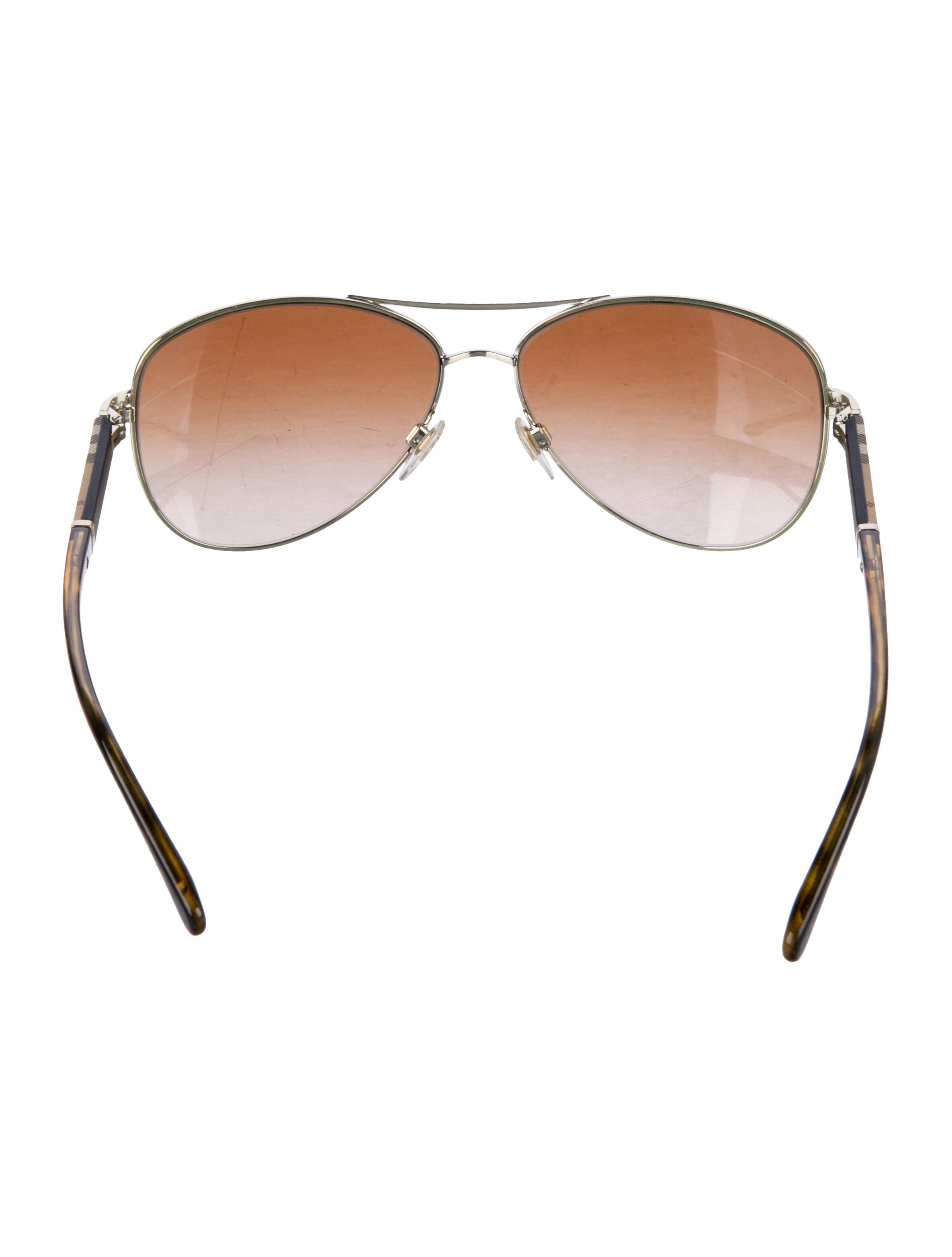 Burberry Nova Check Pattern Aviator Sunglasses