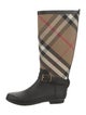 Burberry Canvas Plaid Print Boots