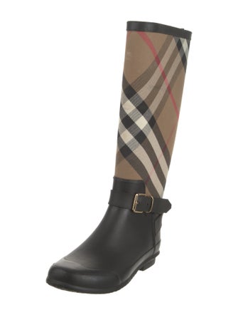 Burberry Canvas Plaid Print Boots