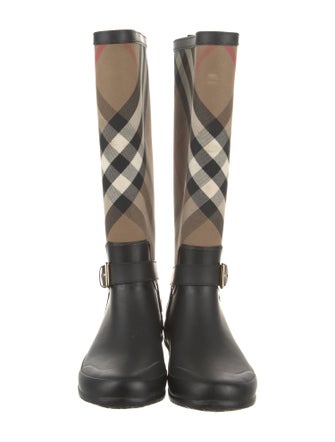 Burberry Canvas Plaid Print Boots