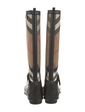 Burberry Canvas Plaid Print Boots