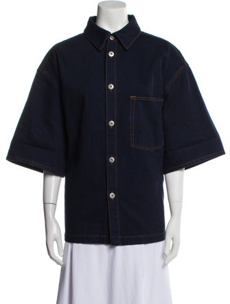 Burberry Three-Quarter Sleeve Button-Up Top