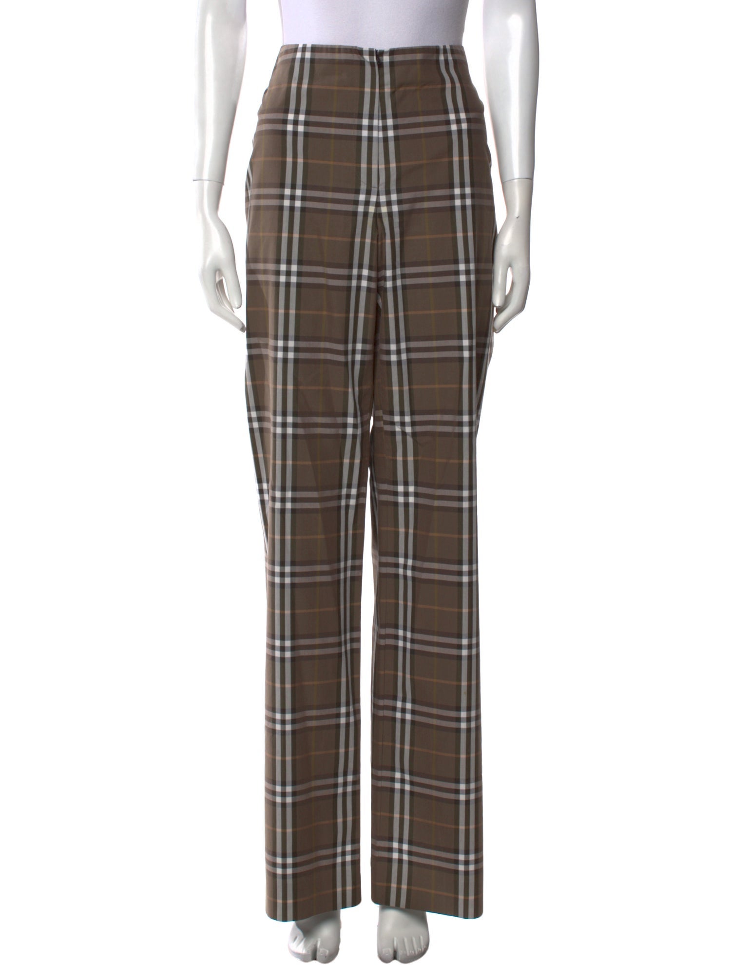 Burberry London Plaid Print Wide Leg Pants
