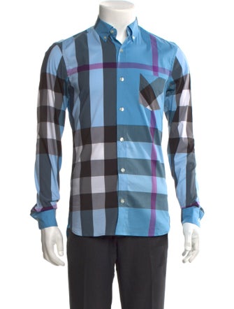 Burberry Plaid Print Long Sleeve Shirt