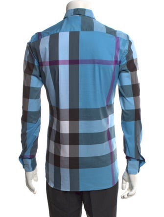 Burberry Plaid Print Long Sleeve Shirt