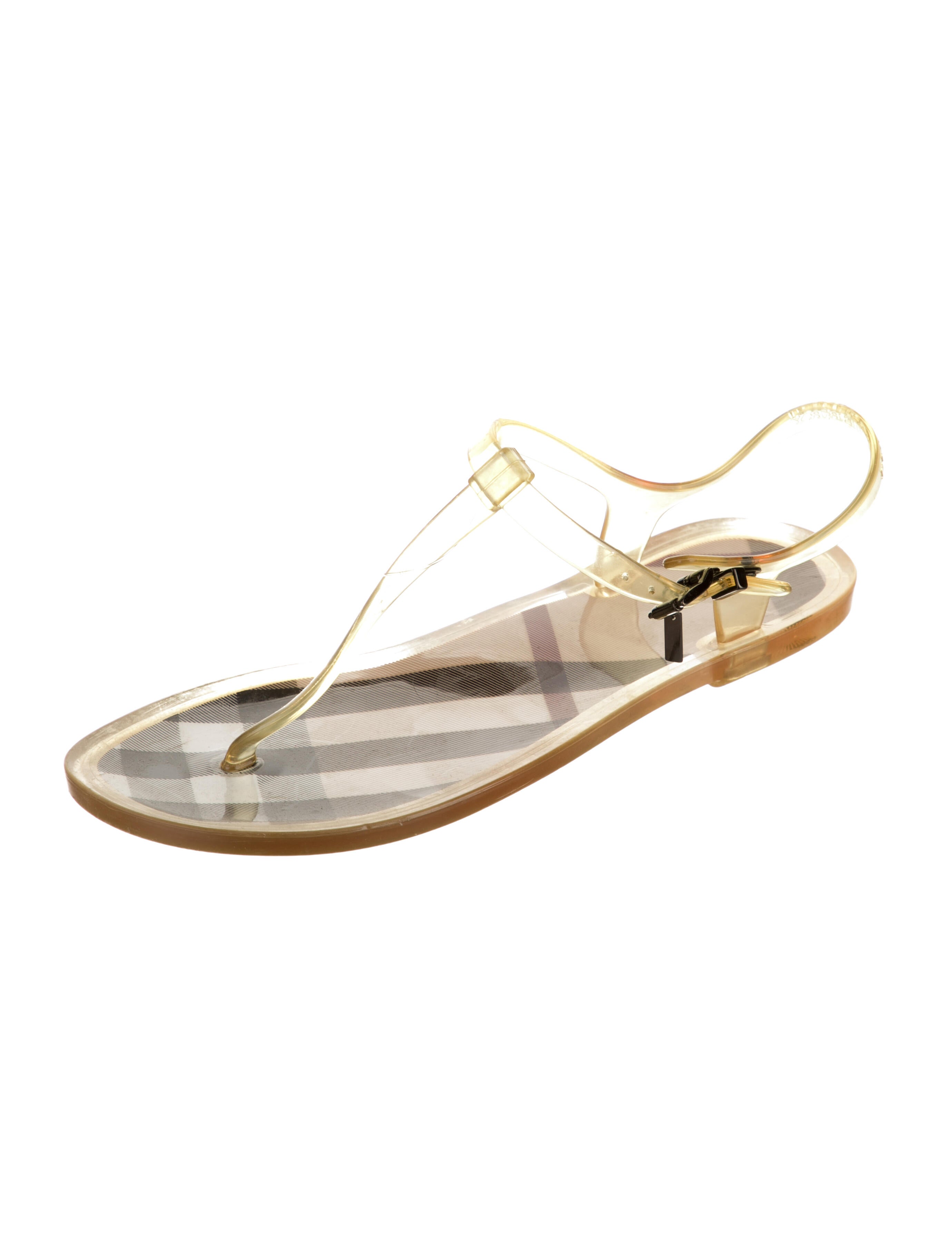 Burberry Rubber Printed T-Strap Sandals