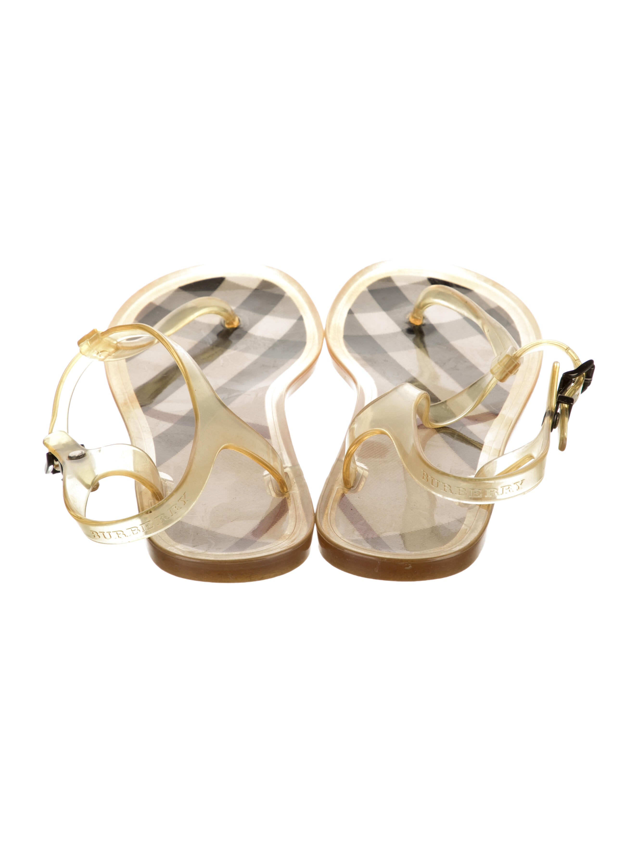 Burberry Rubber Printed T-Strap Sandals