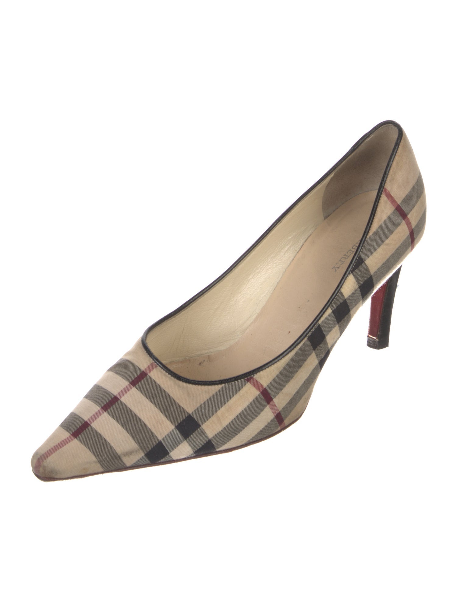 Burberry Canvas Plaid Print Pumps