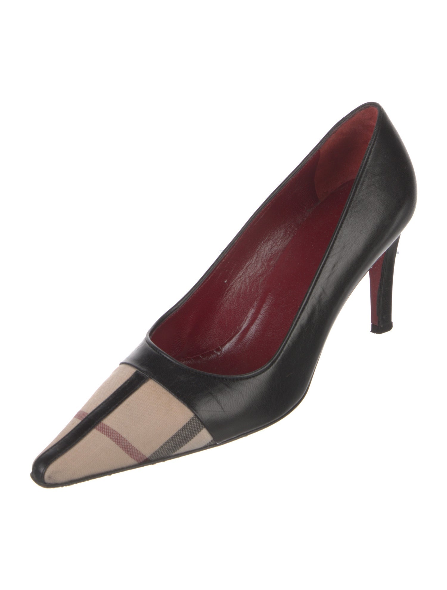 Burberry Leather Tweed Pattern Pumps