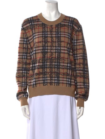 Burberry Merino Wool Plaid Print Sweater
