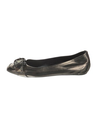Burberry Nova Check Pattern Patent Leather Ballet Flats