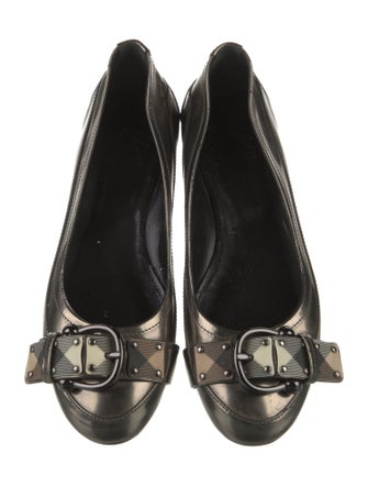 Burberry Nova Check Pattern Patent Leather Ballet Flats