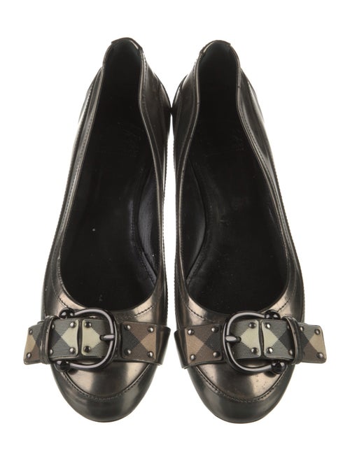 Burberry Nova Check Pattern Patent Leather Ballet Flats