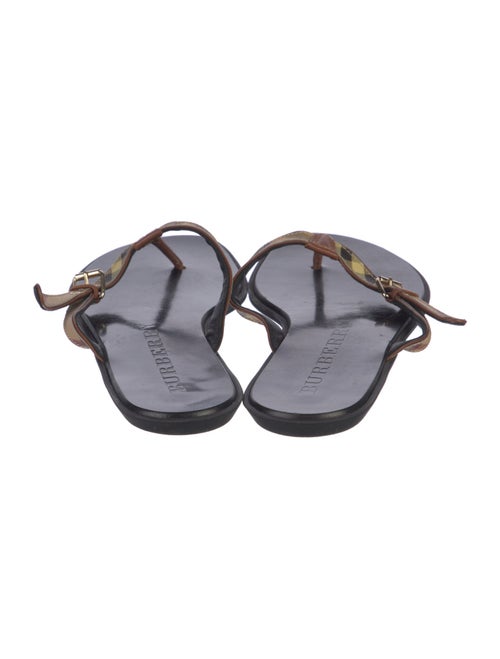 Burberry Nova Check Pattern Leather Trim Embellishment Slides