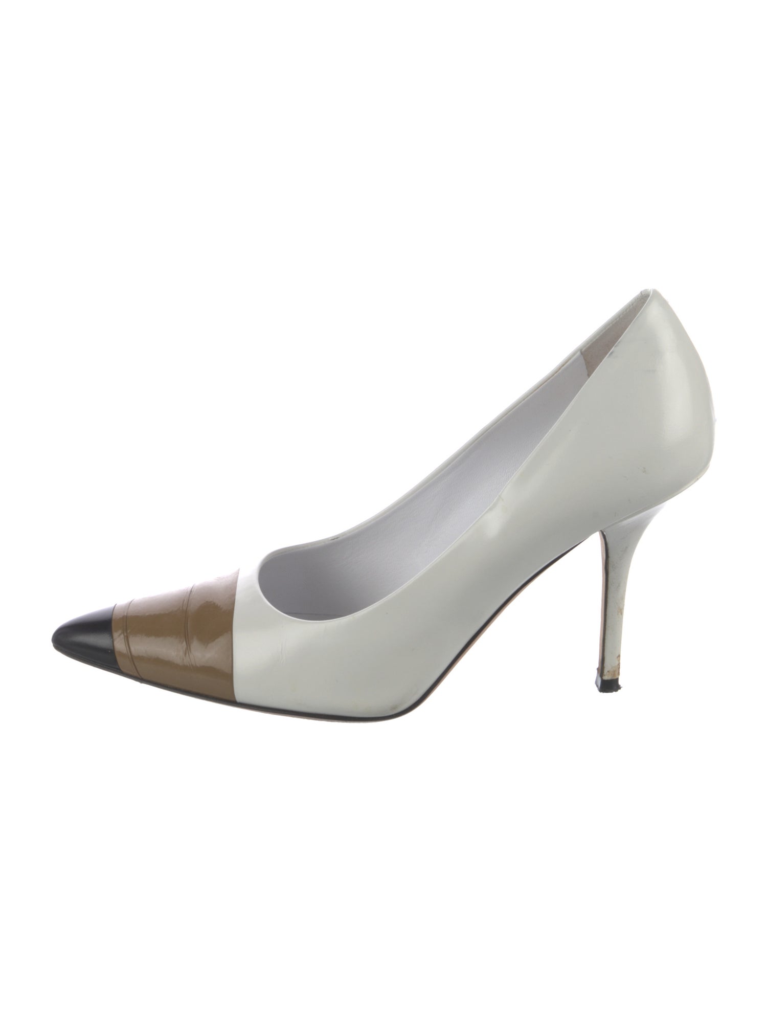 Burberry Patent Leather Colorblock Pattern Pumps