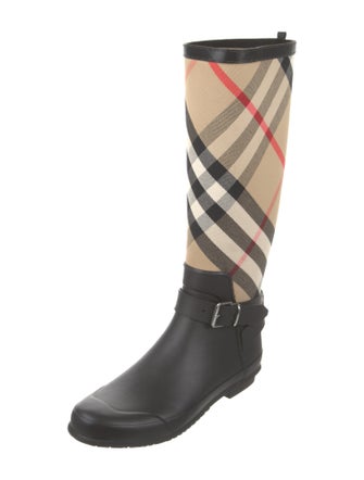 Burberry Rubber Plaid Print Rain Boots