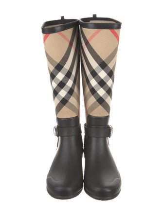 Burberry Rubber Plaid Print Rain Boots