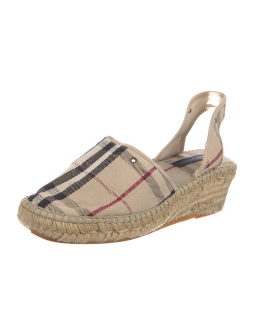 Burberry Canvas Plaid Print Slingback Pumps