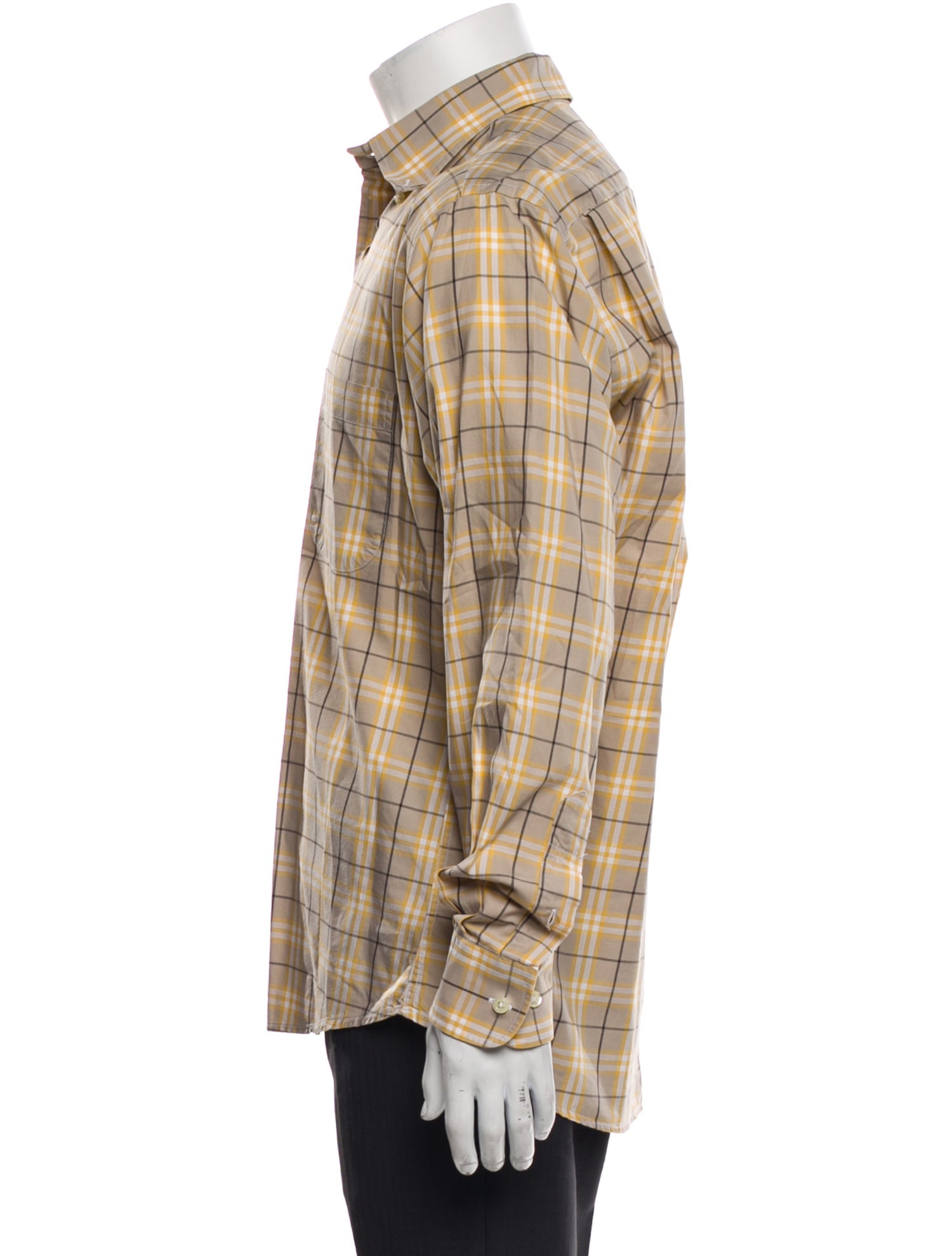 Burberry Plaid Print Long Sleeve Dress Shirt