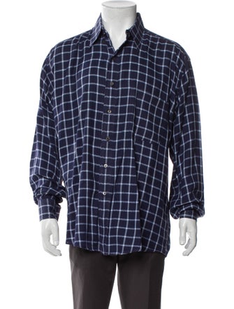 Burberry Plaid Print Long Sleeve Shirt
