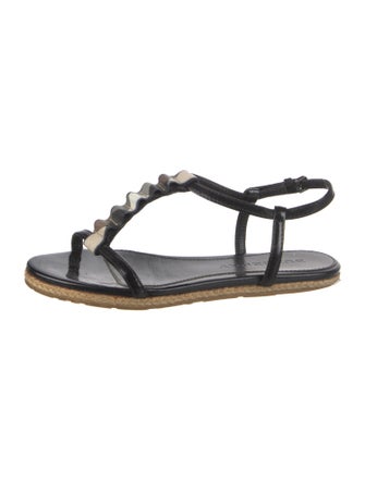 Burberry Abstract Check Patent Leather T-Strap Sandals