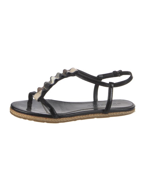 Burberry Abstract Check Patent Leather T-Strap Sandals
