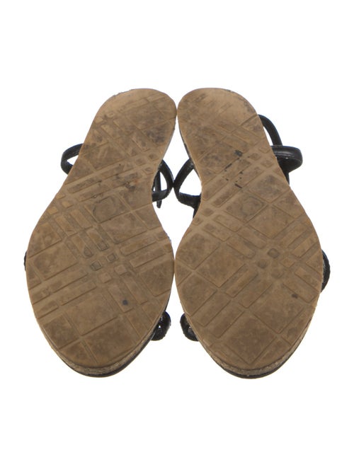 Burberry Abstract Check Patent Leather T-Strap Sandals